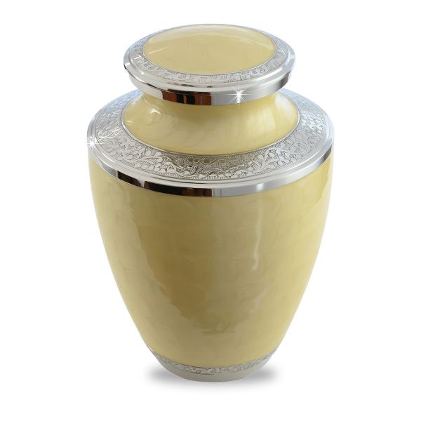 Yellow Floral Adult Brass Urn