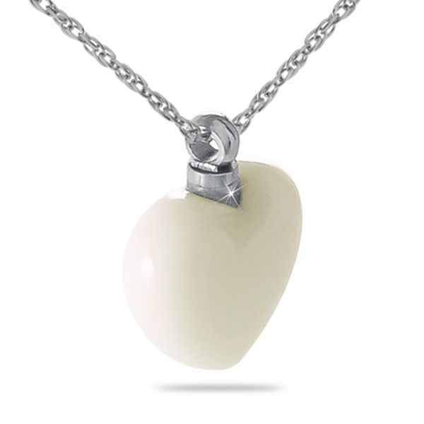 White Glass Heart Necklace Keepsake