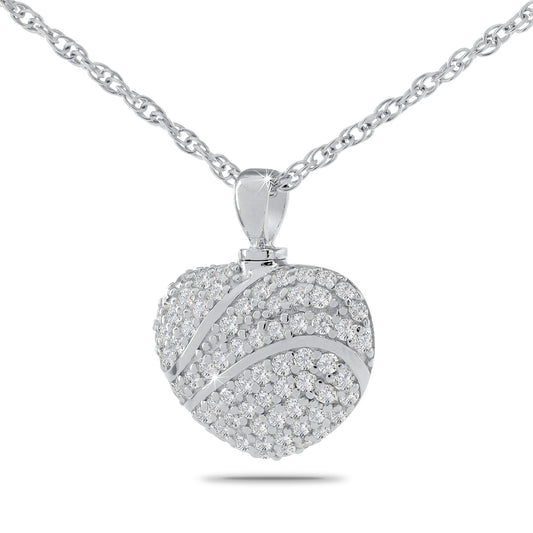 White Stone Heart Steel Keepsake